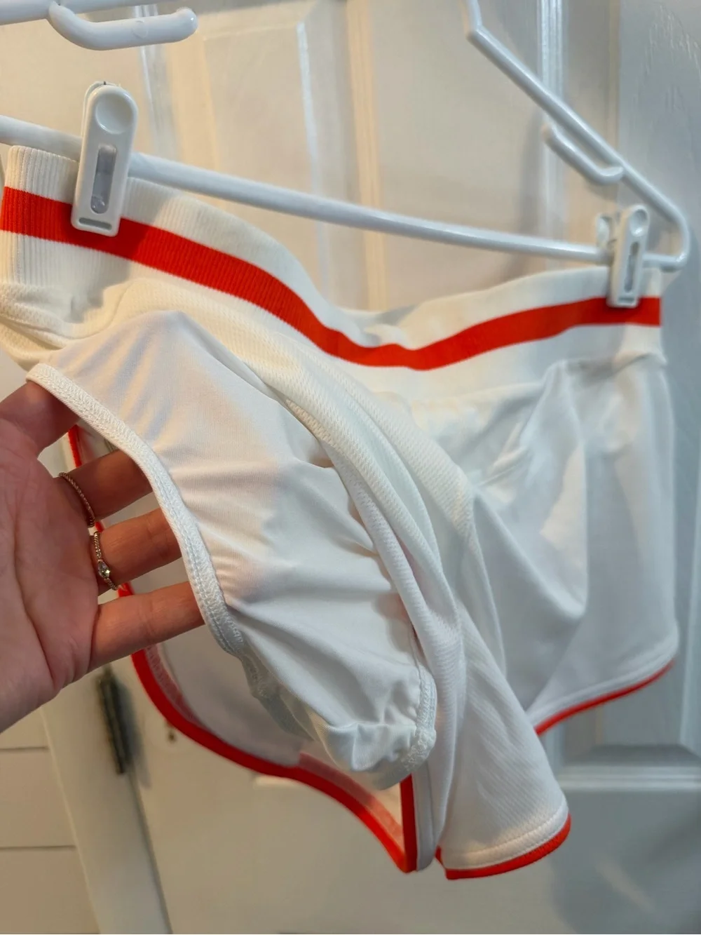 FREE PEOPLE MOVEMENT White and Orange Trim Women’s Athletic Shorts, Sz Med - Picture 6 of 6